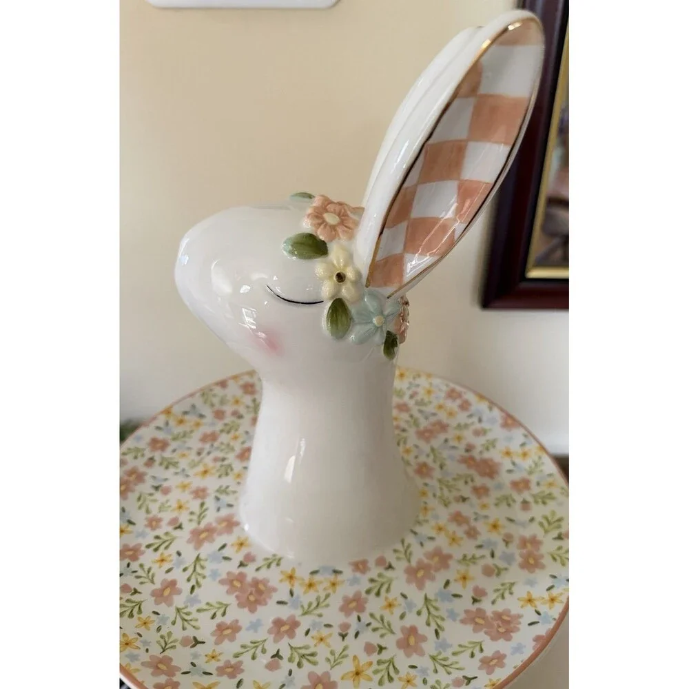 MacKenzie-Childs Posie Patch Rabbit Sweet Stand NEW   In Box